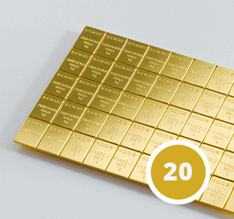 Das Investment-Paket XXL mit 20 50g Feingold Tafelbarren™ à 94,50 € Formkosten je Tafelbarren